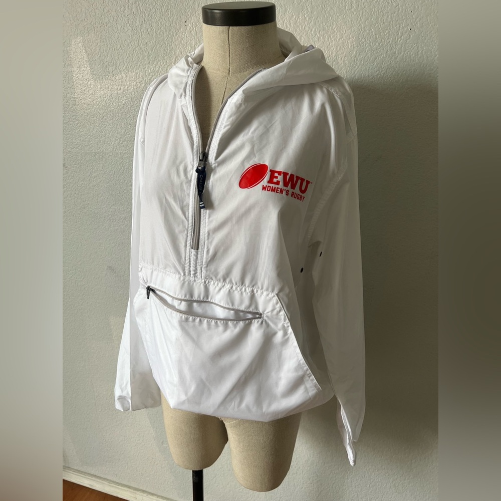 Women's Charles River Apparel‎ EWU Rugby White Windbreaker Raincoat